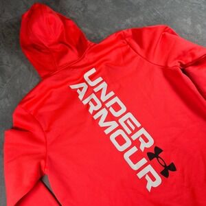 Under Armour Men's Armour Fleece Graphic Hoodie 1379745 Neon Orange/Red Sz M